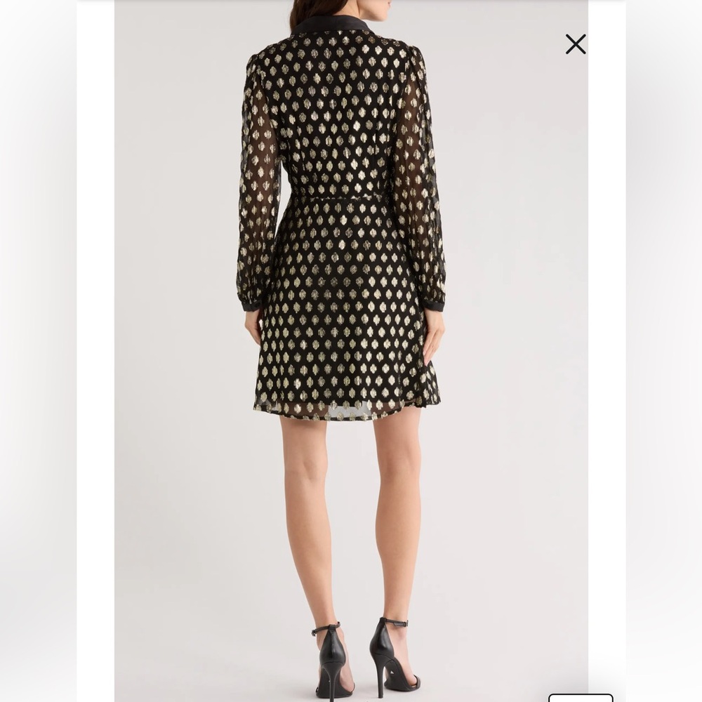 Halogen Foil Dot Empire Waist Shirtdress *GREAT USED CONDITION* - Picture 2 of 13